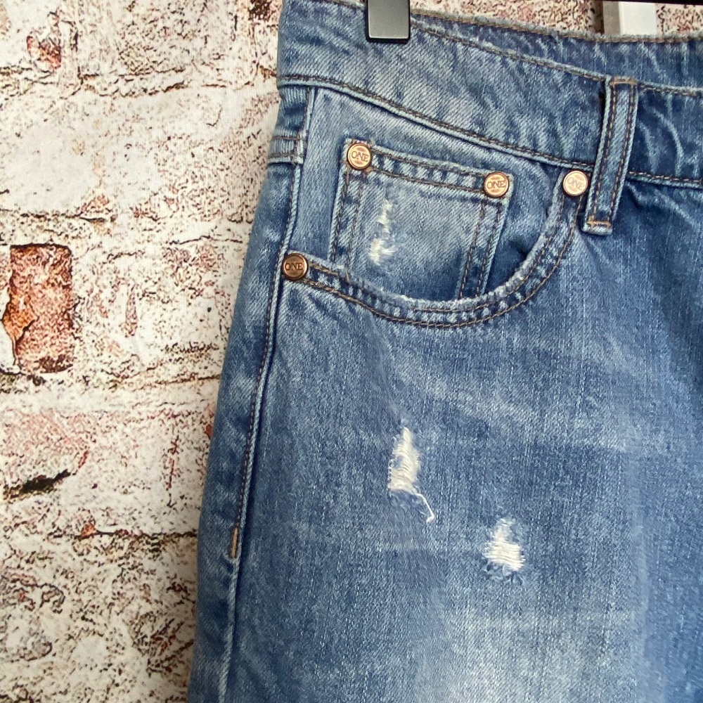 One x One Teaspoon Womenʻs Distressed White Wash Jeans Size 28 - Picture 4 of 11